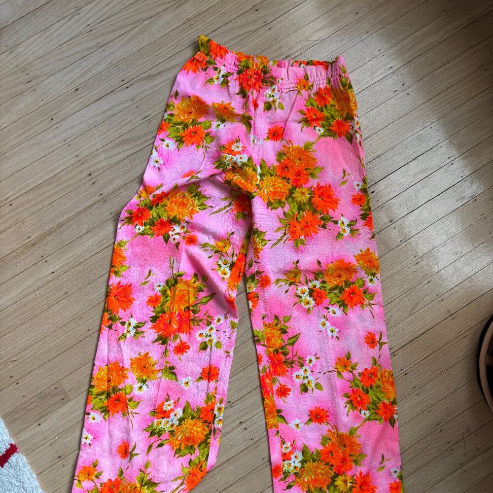 60s/60s Floral Flare Hand Sewn Vintage Trousers